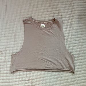 Aerie Offline terry cropped pink muscle tank top size large